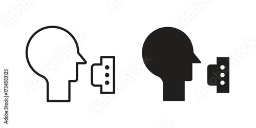 Voice control icons in line stroke outline art and clip art