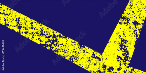 Abstract Yellow Lines with Grunge Texture on Dark Blue Background.