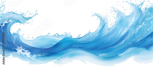 Abstract Blue and White Ocean Wave Watercolor Wash with Smooth Gradient Texture, Perfect Marine Background for Digital Art, Posters, and Creative Coastal Design Projects