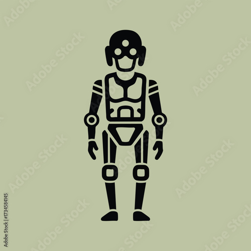 Humanoid Robot with a Friendly Expression Standing Upright in a Minimalist Setting