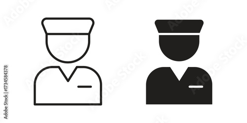 Valet icons in line stroke outline art and clip art