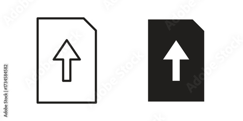 Upload file icons in line stroke outline art and clip art