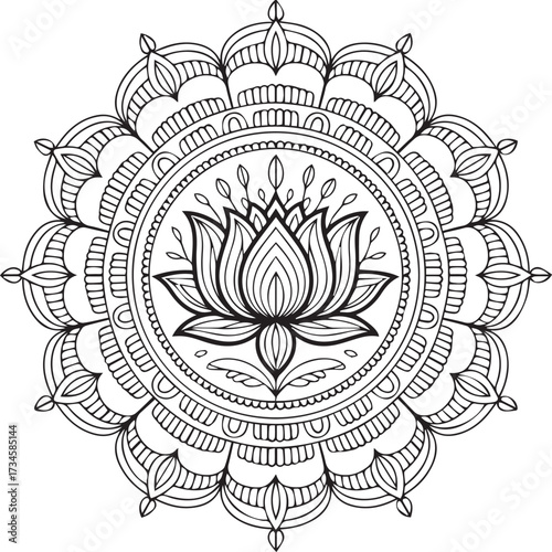 Intricate lotus mandala design symbolizing purity enlightenment and spiritual harmony art