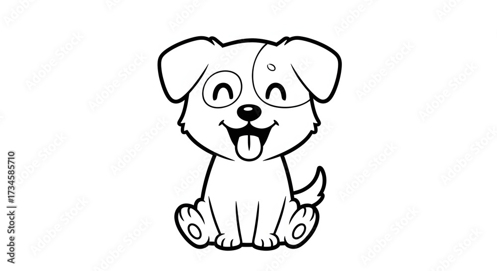 Obraz premium Cartoon dog with happy expression sitting down.