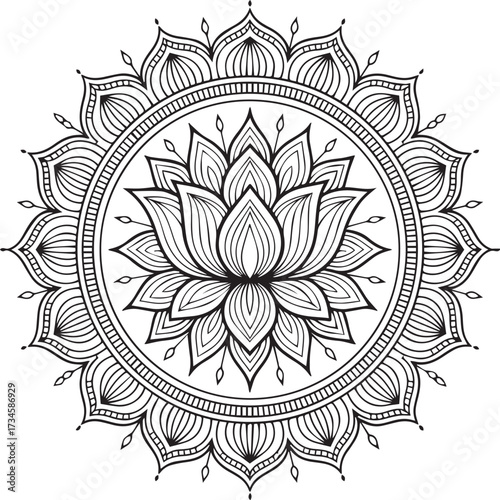 Intricate lotus mandala design intricate sacred geometry pattern meditative art and spiritual symbol