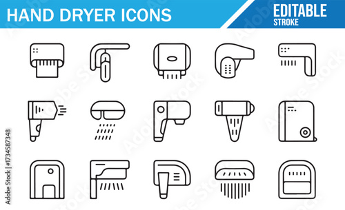 Restroom Appliance Icons — Clean Outline Hand Dryers