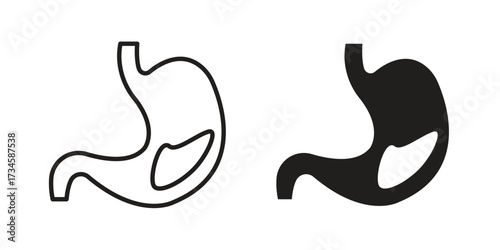Stomach with Liquids icons in line stroke outline art and clip art