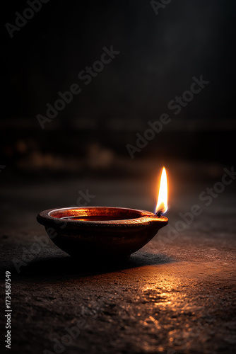 burning candle in a bowl diwali
