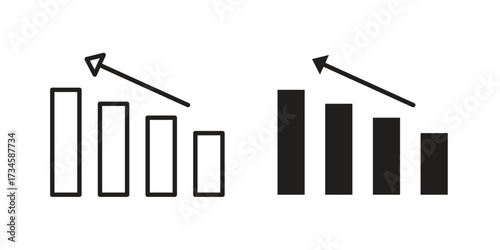 Stagflation icons in line stroke outline art and clip art