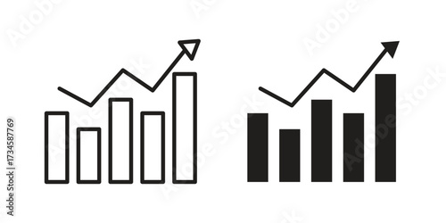 Stagflation icons in line stroke outline art and clip art
