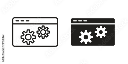 Software icons in line stroke outline art and clip art