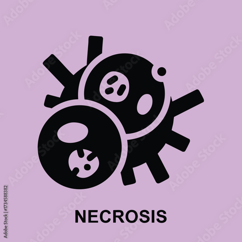Close-up of stylized representation of necrosis with damaged cells and tissue decay on a light purple