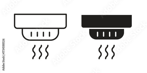 Smoke detector icons in line stroke outline art and clip art