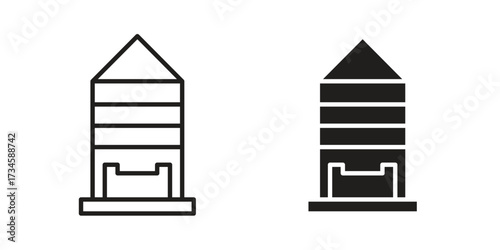 Silo icons in line stroke outline art and clip art