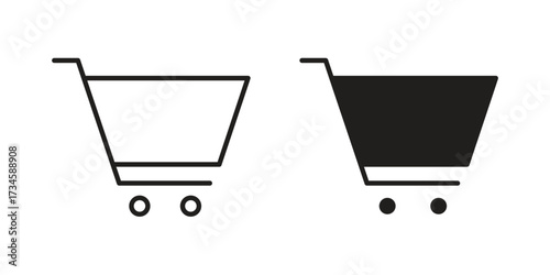 Shopping cart icons in line stroke outline art and clip art