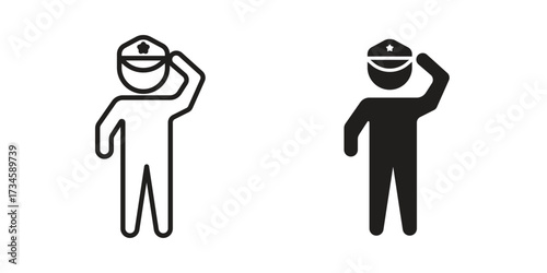 Salute icons in line stroke outline art and clip art