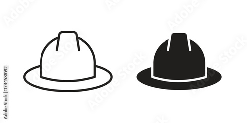 Safety helmet icons in line stroke outline art and clip art