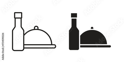 Room service icons in line stroke outline art and clip art