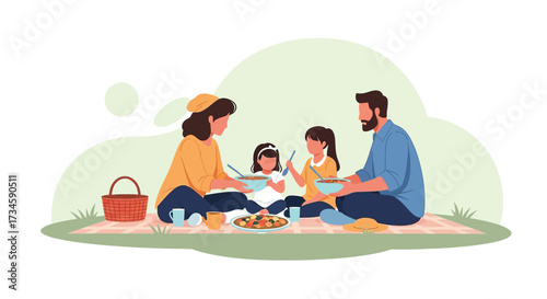 Family Enjoying a Relaxing Picnic in Nature Embracing Togetherness and Shared Moments