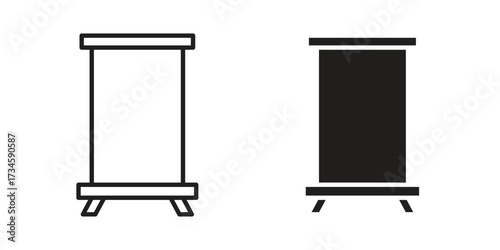 Roll up banners icons in line stroke outline art and clip art