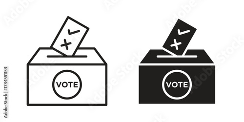 Referendum icons in line stroke outline art and clip art