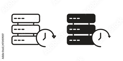 Real time data icons in line stroke outline art and clip art