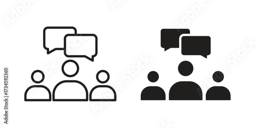 Public opinion icons in line stroke outline art and clip art