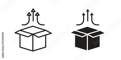Product release icons in line stroke outline art and clip art