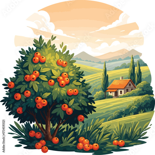 rural landscape with a house