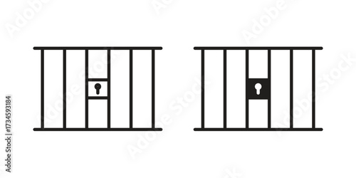 Prison icons in line stroke outline art and clip art