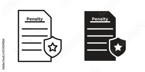 Penalty icons in line stroke outline art and clip art