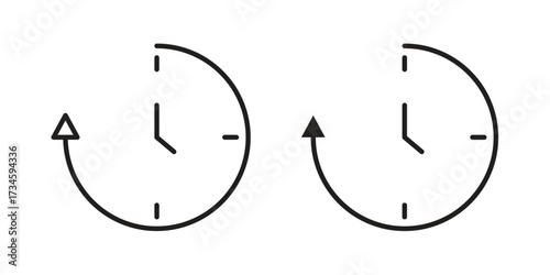 Past icons in line stroke outline art and clip art