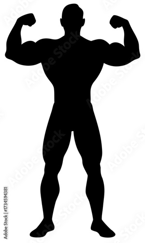 Weight lifting muscle man silhouette minimal black isolated vector clean strong athletic design
