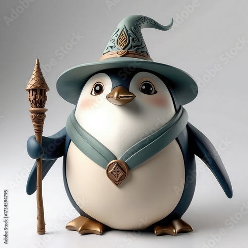 Penguin, Mythical Penguin Sorcerer Character Illustration