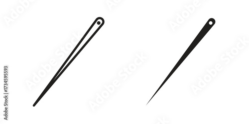 Needle icons in line stroke outline art and clip art