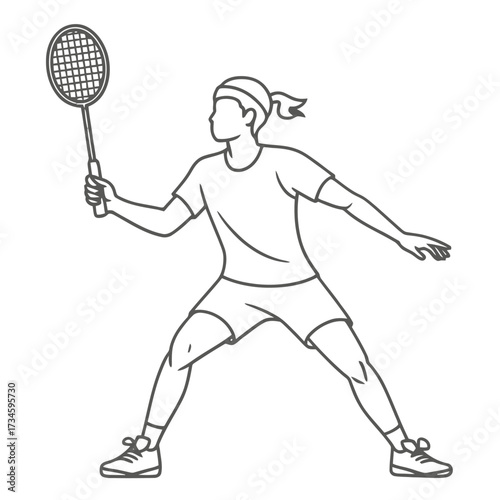 Badminton player woman, racket, ready for action, sport activity, healthy lifestyle, athlete, competition, recreation