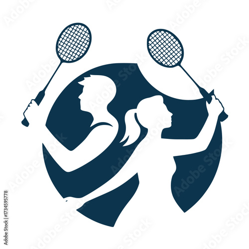 Sport player action badminton illustration. Racquet sport game shuttlecock competition. Athletic activity recreation match.