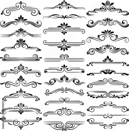 Hand Drawn Ornament Silhouette Dividers Vector Illustration