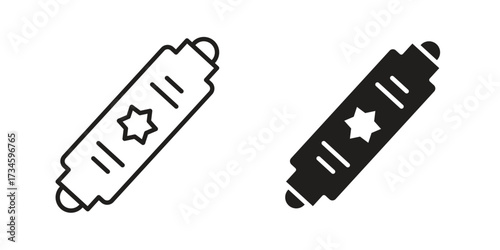 Mezuzah icons in line stroke outline art and clip art