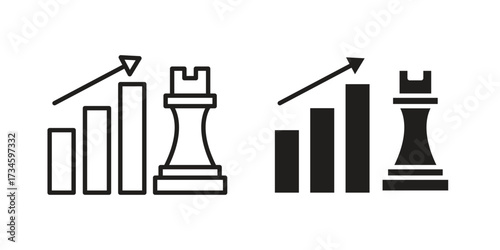 Marketing strategy icons in line stroke outline art and clip art