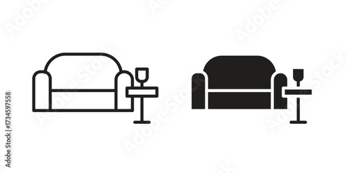 Lounge icons in line stroke outline art and clip art
