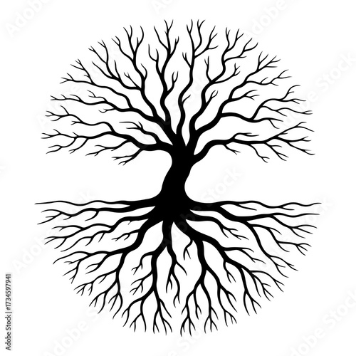 Tree silhouette vector on transparent background