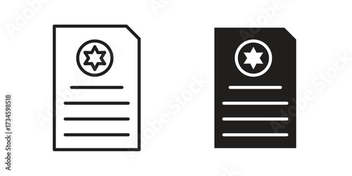 License icons in line stroke outline art and clip art