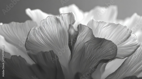 Detailed closeup gray flower petals