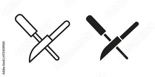 Knife sharpener icons in line stroke outline art and clip art