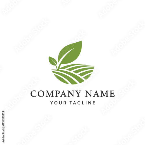 A logo featuring a stylized green plant growing from a field, with the company name and tagline below.