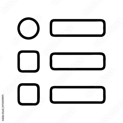 Abstract representation of a list or menu with different selection options