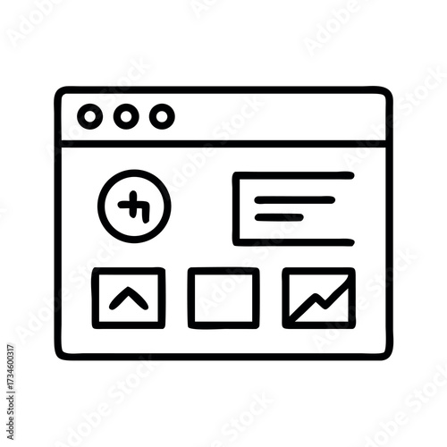 Simple line art icon of a web browser window displaying interface elements