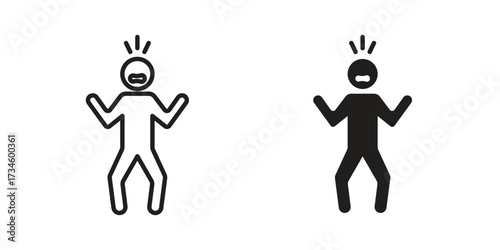 Irritated human icons in line stroke outline art and clip art