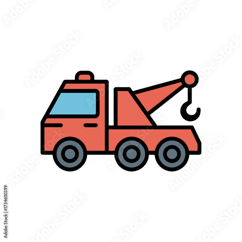 Simple Red Tow Truck Icon for Breakdown Assistance and Emergency Roadside Help